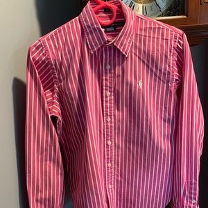 Ralph Lauren Sport, Slim Fit Size 10, Pink White Stripes, button up.